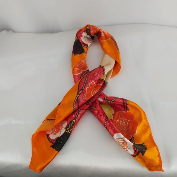 Lenço de Seda Laranja Estampado