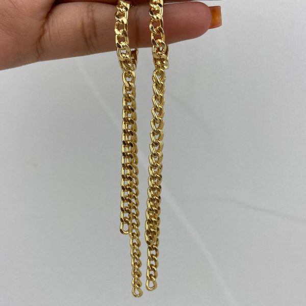 Brinco Tipo Corrente De Encaixe Dourado - Imagem 3
