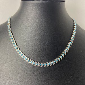 Choker Prateada de Folha Com Olho Grego
