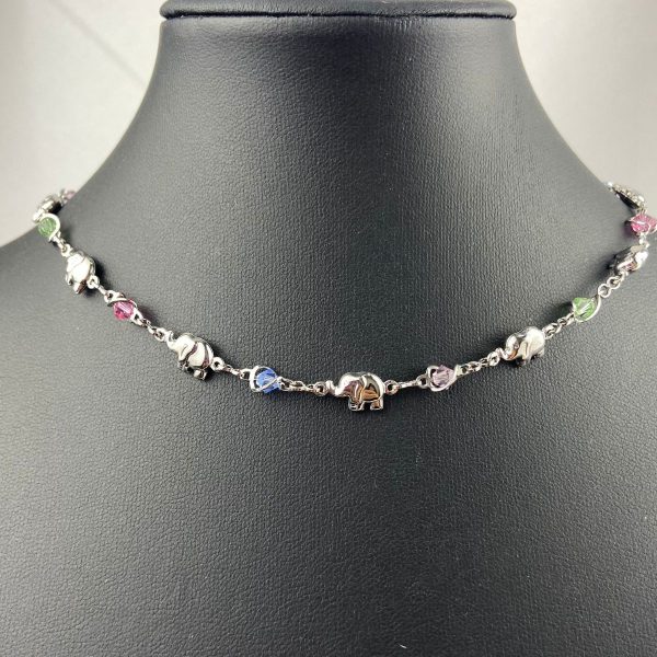Choker Com Pedras Coloridas E Detalhe De Elefante