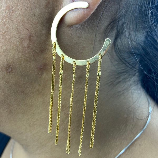 Brinco de Circulo E Franja Dourado - Imagem 3