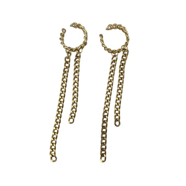 Brinco Tipo Corrente De Encaixe Dourado - Imagem 2