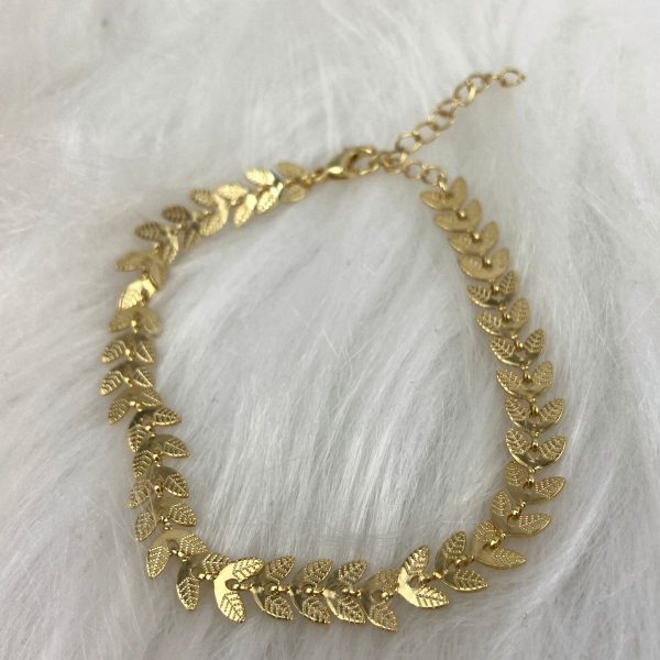 Pulseira de Folha Trabalhada Dourada