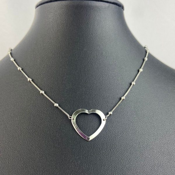 Choker Bolinhas com Coração Prata