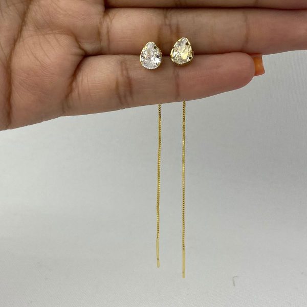Brinco Agulha Com Ponto De Luz Gota