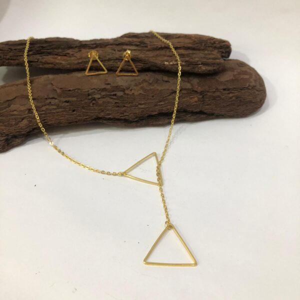Conjunto Colar e Brinco Formato Triangulo - Imagem 3