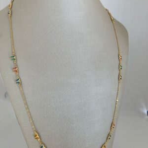 Colar Longo Borboletas Coloridas - Dourado