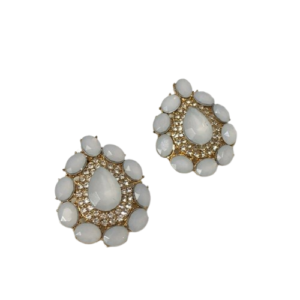 Brinco Pequeno Oval Com Pedras Brancas E Strass
