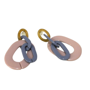 Brinco Longo Em Resina Rosa e Azul